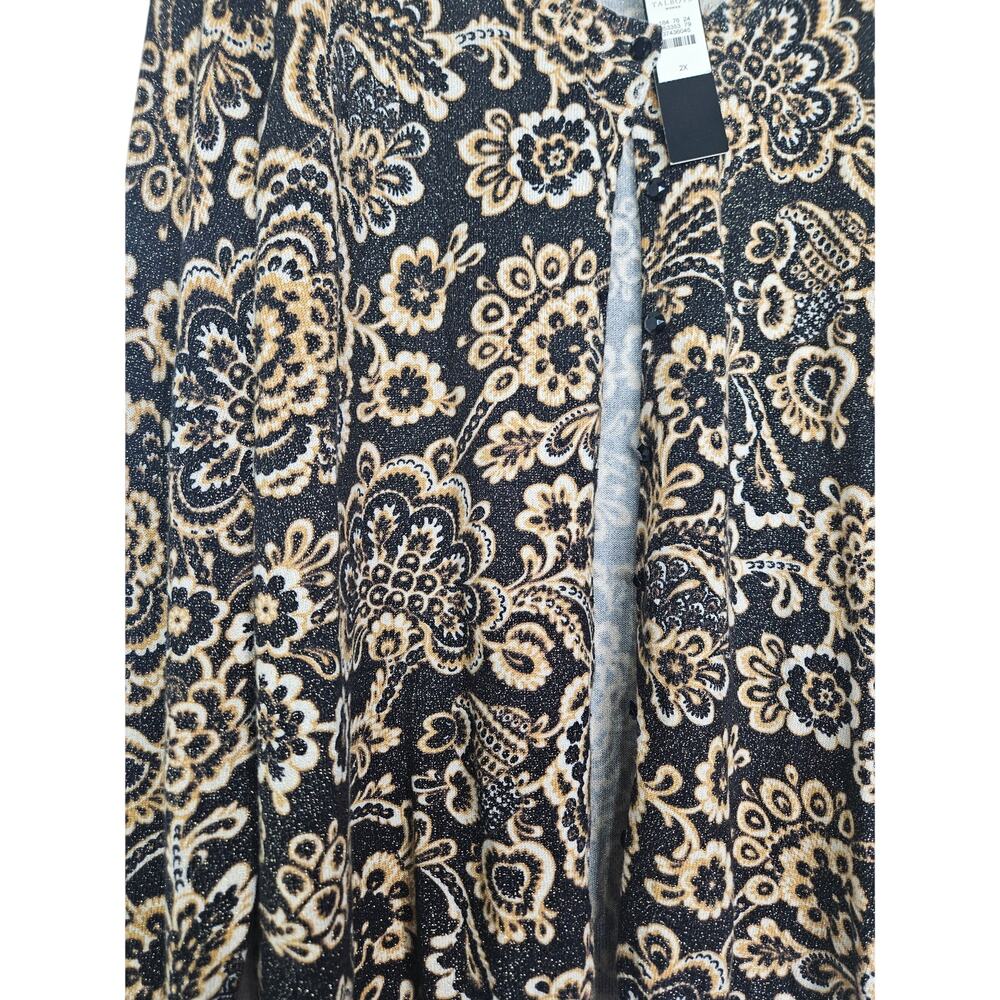 NEW Talbots 2X Brown Metallic Cardigan Sweater Floral Career Classic Staple - Picture 6 of 6